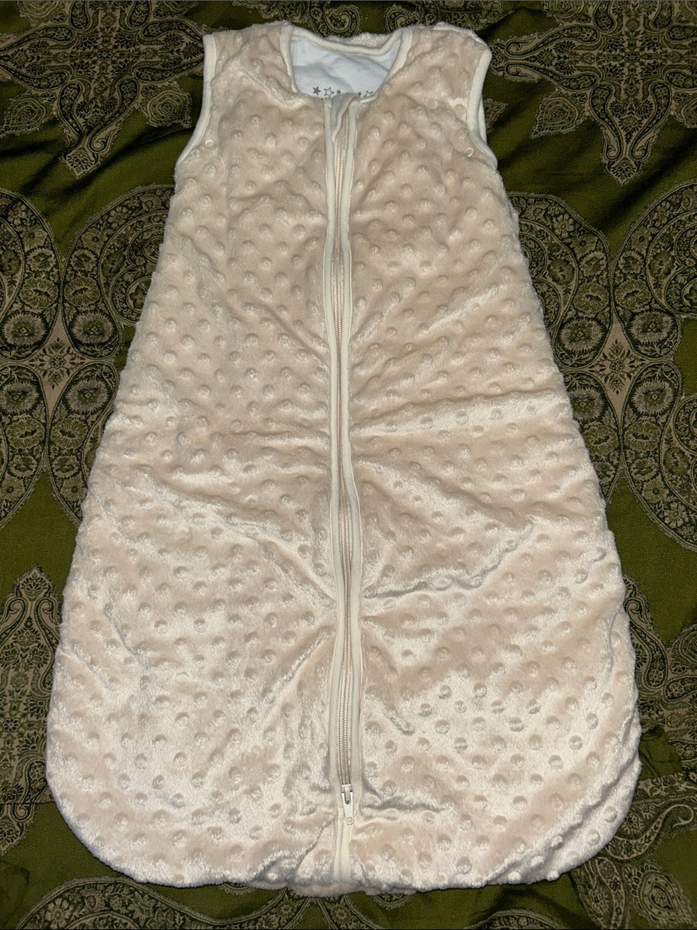 Cream Minky Dot Infant Sleep Sack with Center Zip